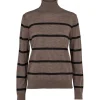 Basic Apparel Vera Roll Neck Strik Brown Melange/Black