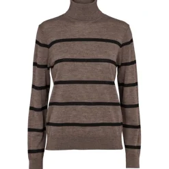 Basic Apparel Vera Roll Neck Strik Brown Melange/Black