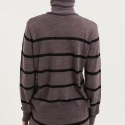 Basic Apparel Vera Roll Neck Strik Brown Melange/Black