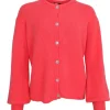 Black Colour Bella Knit Cardigan Coral Red