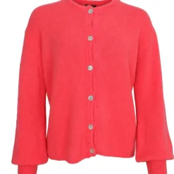 Black Colour Bella Knit Cardigan Coral Red