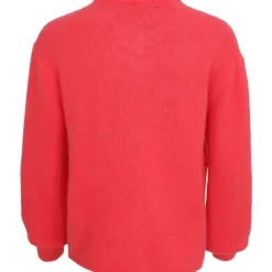 Black Colour Bella Knit Cardigan Coral Red
