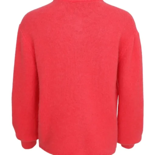 Black Colour Bella Knit Cardigan Coral Red