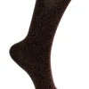 Black Colour Lurex Strømpe Cobber Brown