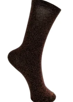 Black Colour Lurex Strømpe Cobber Brown