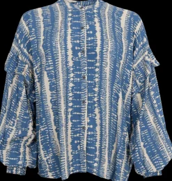 Black Colour Stella Frill Bluse Balance Blue