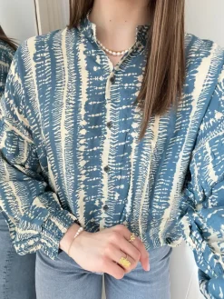 Black Colour Stella Frill Bluse Balance Blue