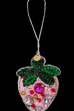 Black Colour Strawberry Christmas Ornament Pink