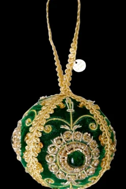 Black Colour Velvet Ball Christmas Ornament Green