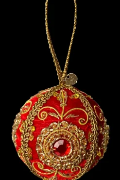 Black Colour Velvet Ball Christmas Ornament Red