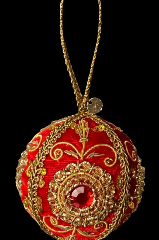 Black Colour Velvet Ball Christmas Ornament Red