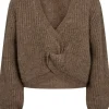 Co'Couture Cozy Lurex Twist Strik Walnut