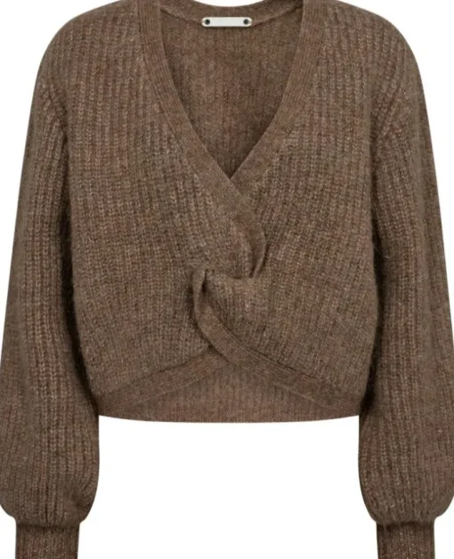 Co'Couture Cozy Lurex Twist Strik Walnut