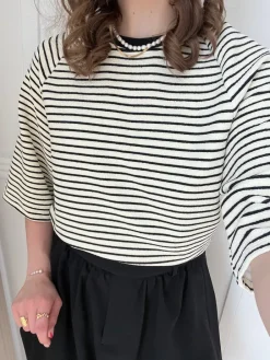 Co'Couture Erin Stripe T-shirt White/Black