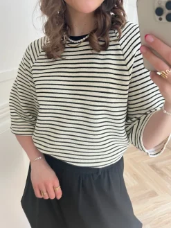 Co'Couture Erin Stripe T-shirt White/Black