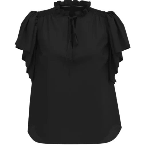 Co'Couture Hera SS Frill Top Black