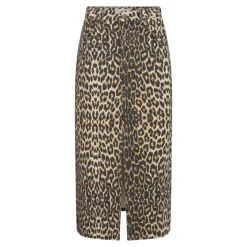 Co'Couture Leo Denim Slit Nederdel Khaki