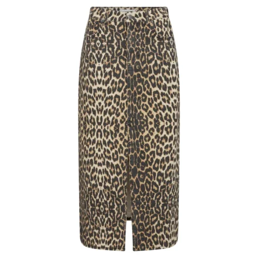 Co'Couture Leo Denim Slit Nederdel Khaki