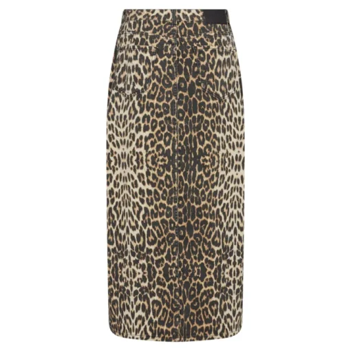 Co'Couture Leo Denim Slit Nederdel Khaki