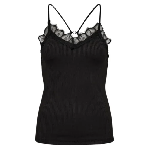 Co'Couture Rietta Rib Lace Tank Top Black