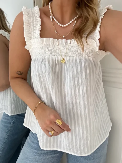 Co´Couture Selma Smock Strap Top White