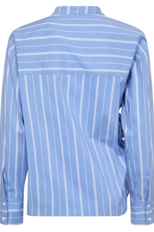 Co'Couture Shira Stripe Bow V-Bluse Pale Blue