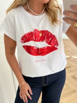 Co'Couture The Kiss T-shirt White Flame