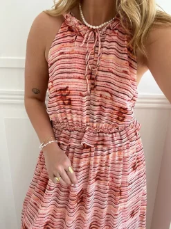 Co'Couture Tie Line Frill Halter Kjole Bubblegum