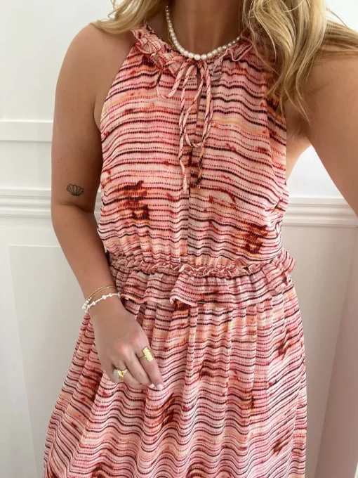 Co'Couture Tie Line Frill Halter Kjole Bubblegum