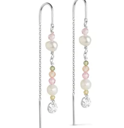 Enamel Sofia Øreringe Light Pink, Khaki Green, Peach And Pearl