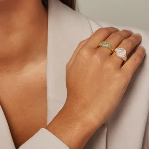 Enamel Sparkling Luna Ring Clear