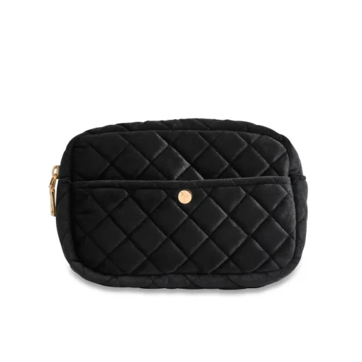 Fan Palm Medium Beauty Bag Black Velvet
