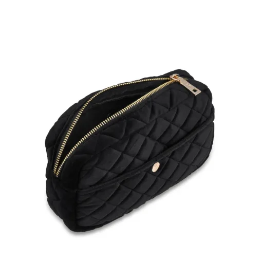Fan Palm Medium Beauty Bag Black Velvet