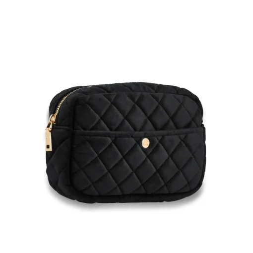 Fan Palm Medium Beauty Bag Black Velvet