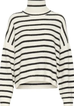 Gestuz Alpha Rollneck Striped Strik Ivory Black Striped NO25