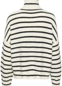 Gestuz Alpha Rollneck Striped Strik Ivory Black Striped NO25