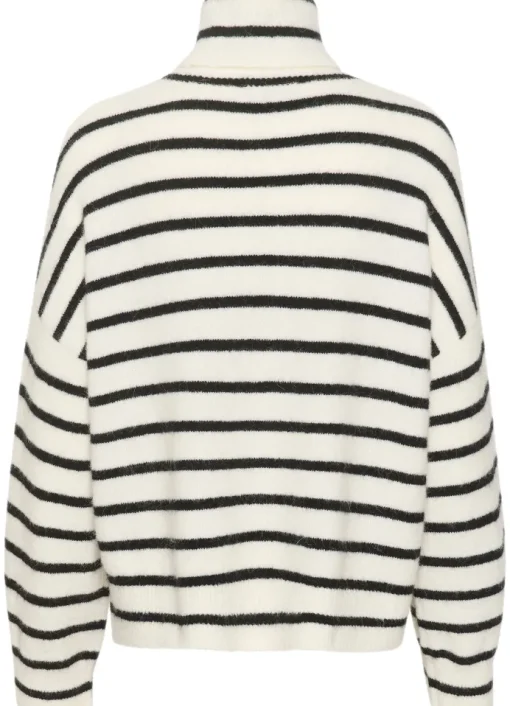 Gestuz Alpha Rollneck Striped Strik Ivory Black Striped NO25