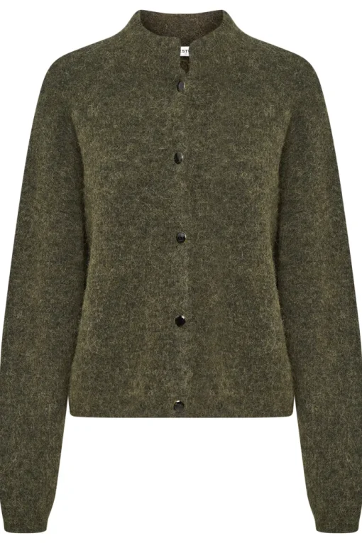 Gestuz Alpha Short Cardigan Dark Olive Melange