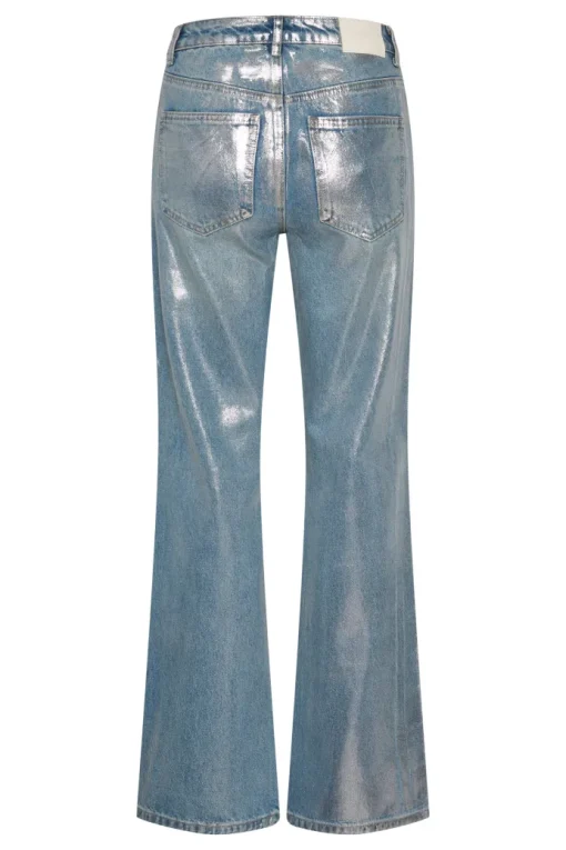 Gestuz Coaty HW Straight Jeans Coated Silver Blue