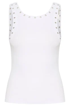 Gestuz Drew Eyelet Tank Top Bright White
