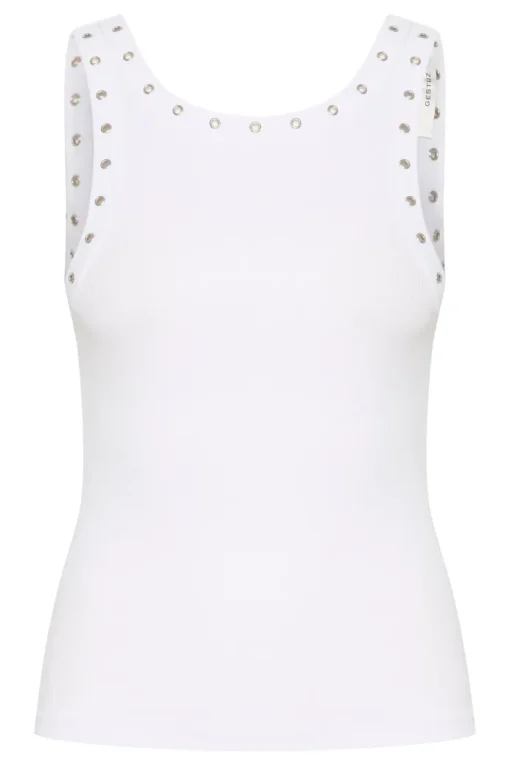 Gestuz Drew Eyelet Tank Top Bright White