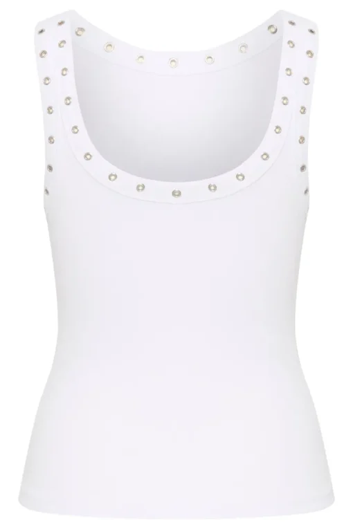 Gestuz Drew Eyelet Tank Top Bright White