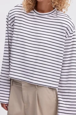 Gestuz Siba Stripe Trøje White Black Stripe