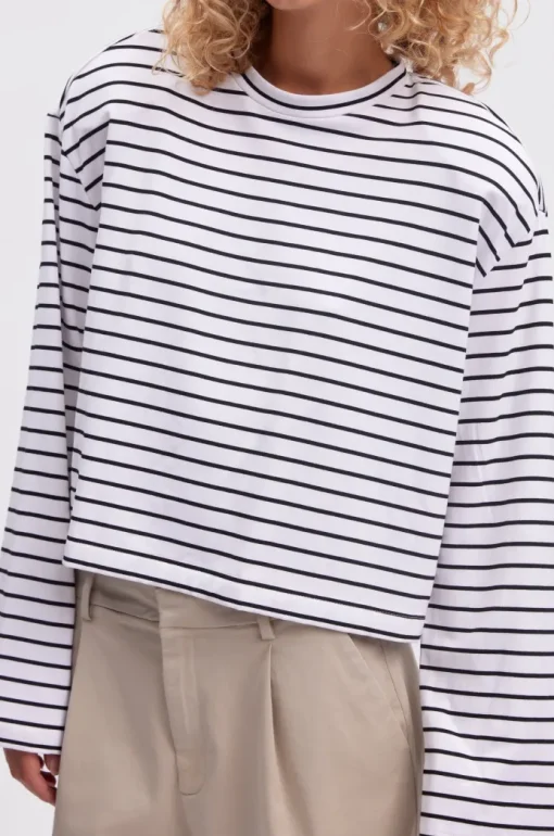 Gestuz Siba Stripe Trøje White Black Stripe