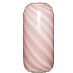 Hübsch Glas Vase Stor Lyserød/Hvid