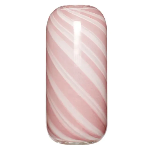Hübsch Glas Vase Stor Lyserød/Hvid