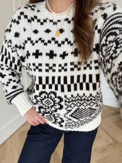 Mads Nørgaard Crash Lefur Sweater White/Black Coffee