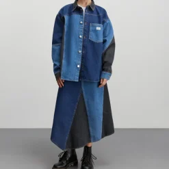 Mads Nørgaard Patch Denim Gisli Skjorte Mix Blue Denim
