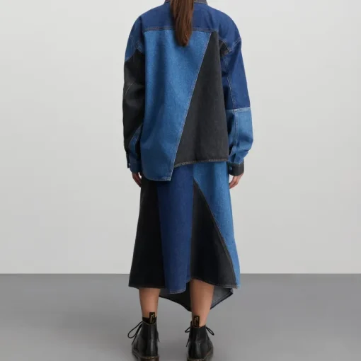 Mads Nørgaard Patch Denim Gisli Skjorte Mix Blue Denim