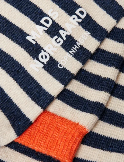 Mads Nørgaard Sock Pair Ana Mix Blue Stripe/Black Coffee